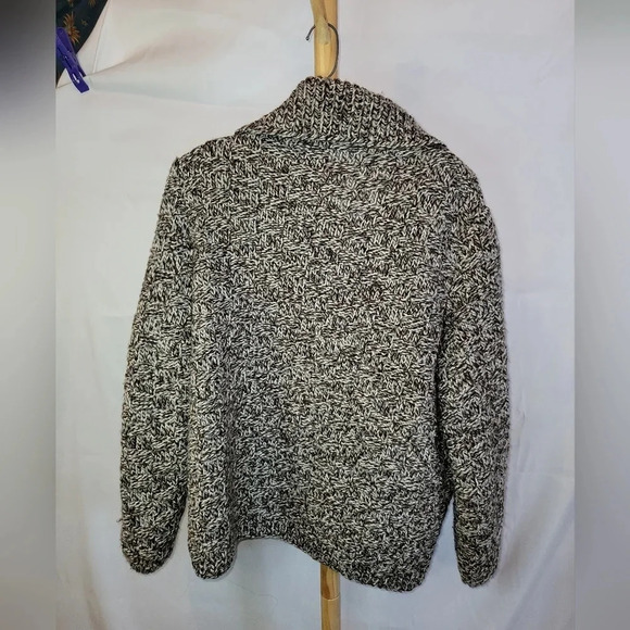 Vintage  Handmade Sweater Brown and White Knitted Zipper front - Picture 10 of 12